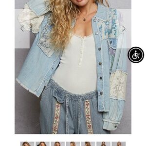 NWT POL Denim Multicolor Patchwork Jacket Shirt